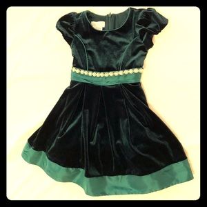 Bonnie Jean Green Velour Holiday Dress Size 4